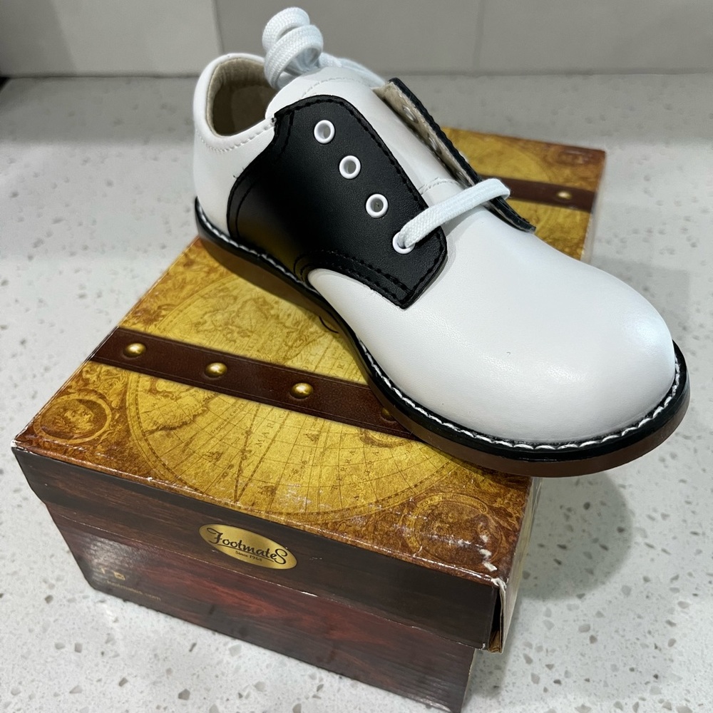 Brand new in box, never worn Footmates black and white saddle oxfords size 10.5